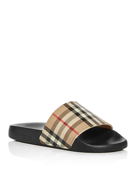 genuine leather burberry slides women